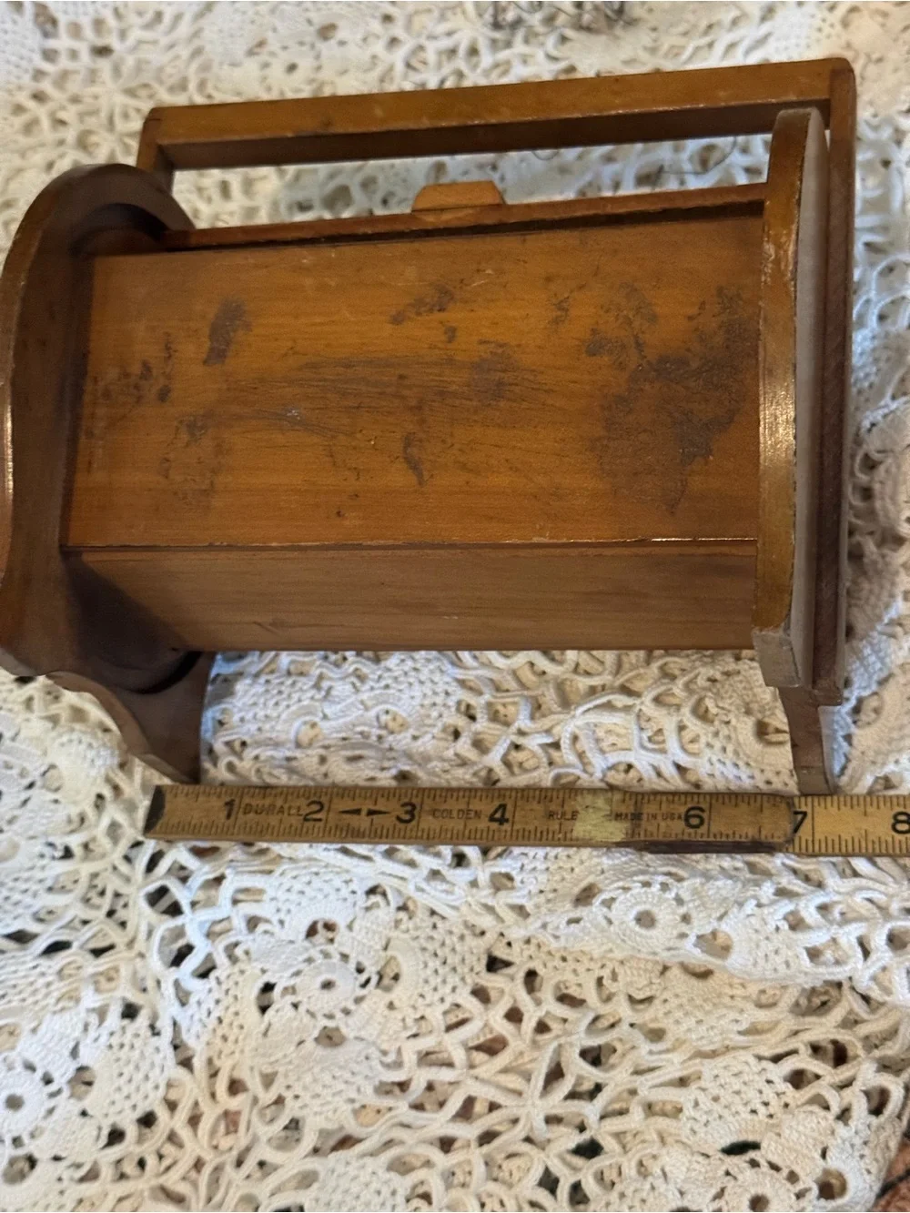Vintage Wooden Slatted Storage Caddy - Brown